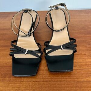 By far kaia semi patent leather black kitten heels